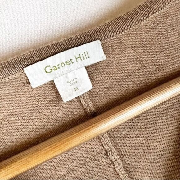 Garnet Hill Merino Wool V-Neck Brown Sweater M Minimalist Quiet Luxury Fall - Picture 4 of 6